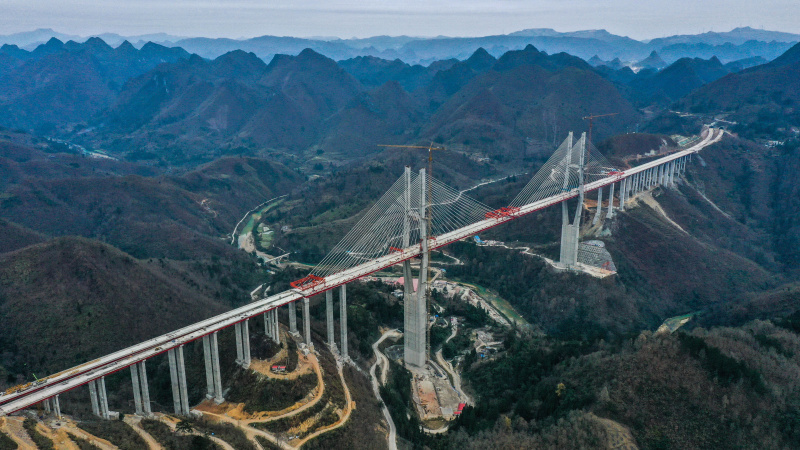 Vue aérienne du chantier du pont de Yunwu