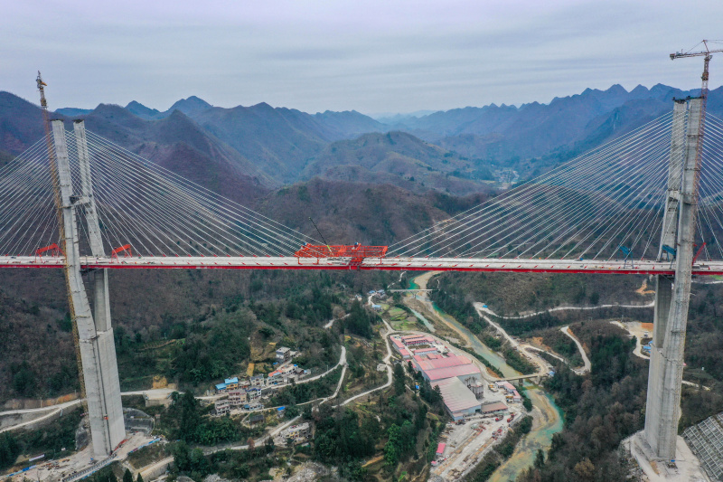 Vue aérienne du chantier du pont de Yunwu