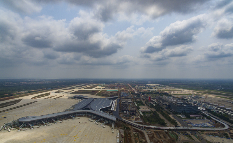 Chantier du projet d'expansion de l'aéroport international Meilan de Haikou