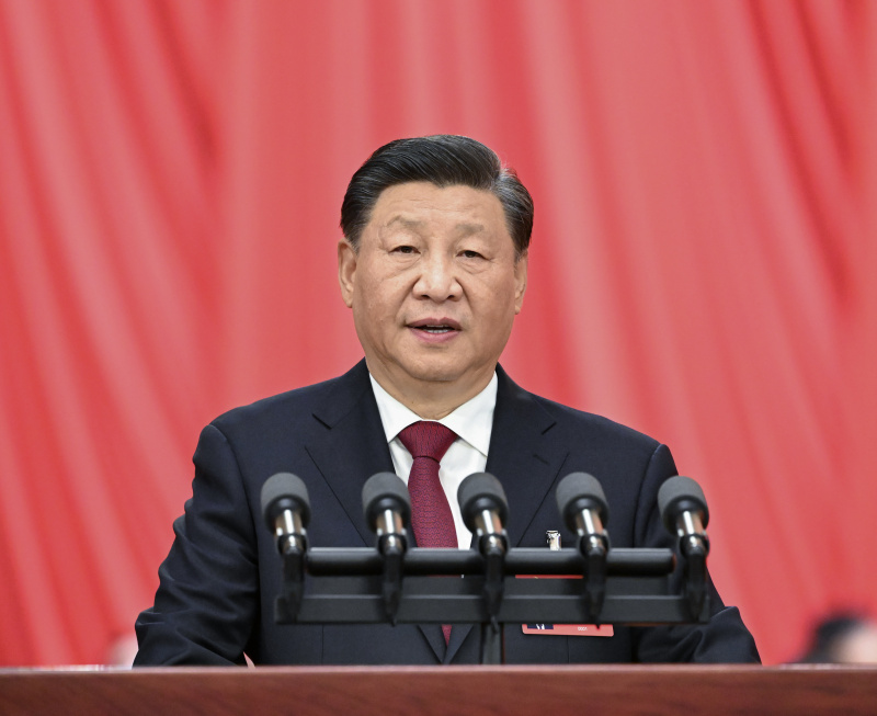 Xi Jinping présente un rapport au 20e Congrès national du Parti communiste chinois (PCC) au nom du 19e Comité central du PCC au Grand Palais du Peuple