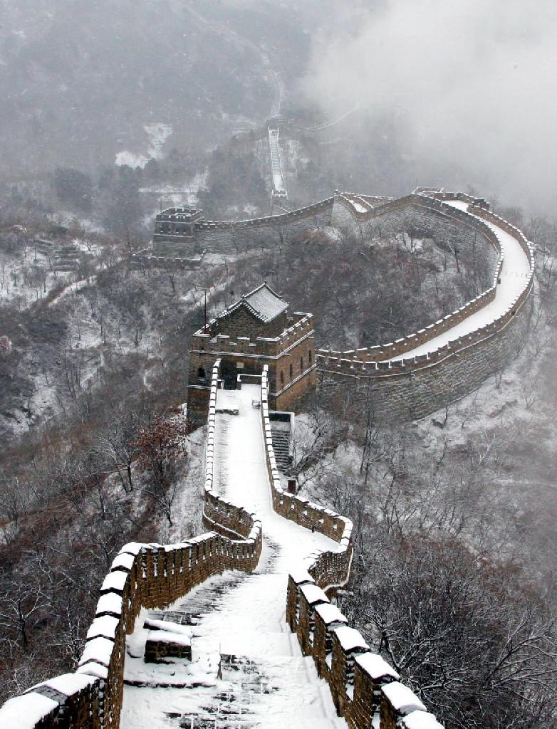 La Grande Muraille de Chine couverte de neige