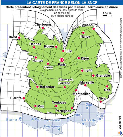 Carte de France ...selon la SNCF