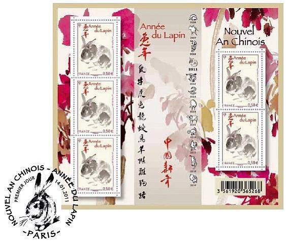 Timbres année du lapin France