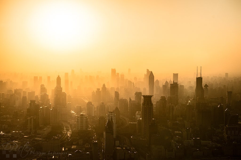Coucher de soleil sur Shanghai depuis la tour Jin Mao