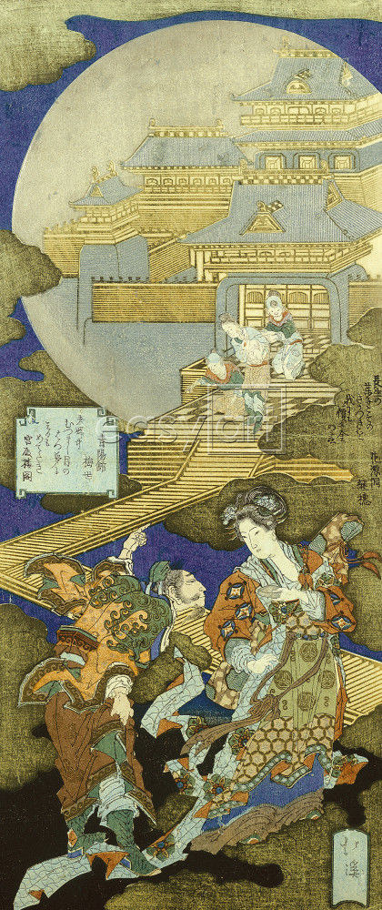 The Chinese Courtesan Yang Guifei Meeting Luo Gongyuan On A Cloud Outside The Moon Palace