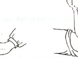 Croquis : une main à plat et la flèche du mouvement de poussée, puis une main appuyée sur un membre.