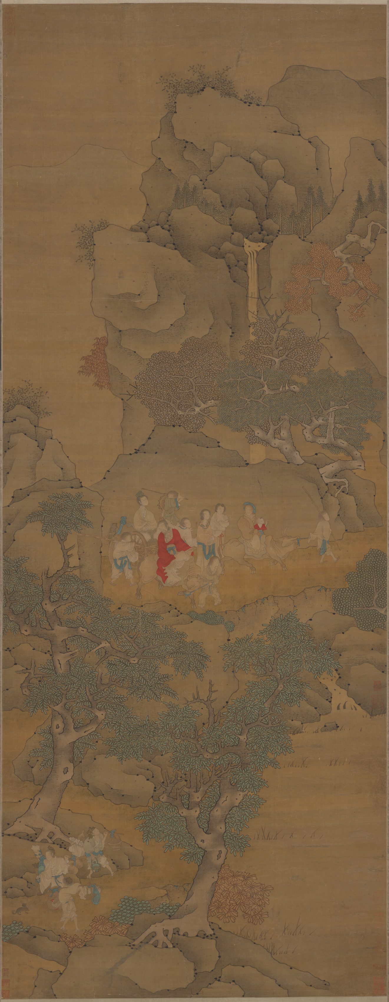 Section de « Xu Jingyang Moving His Family », Cui Zizhong, rouleau suspendu, Chine, dynastie des Ming (1368–1644)