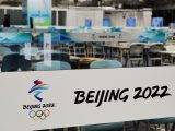 Photo prise avec un téléphone portable de l'intérieur de la Centre principal des médias des Jeux olympiques et paralympiques d'hiver de Beijing 2022 à Beijing