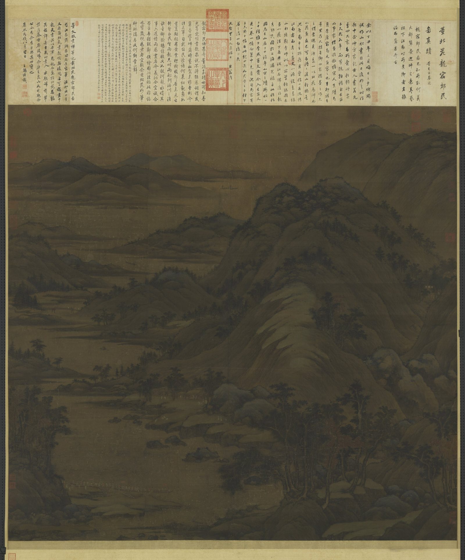 « Habitants des faubourgs », Dong Yuan, peinture, Cinq Dynasties