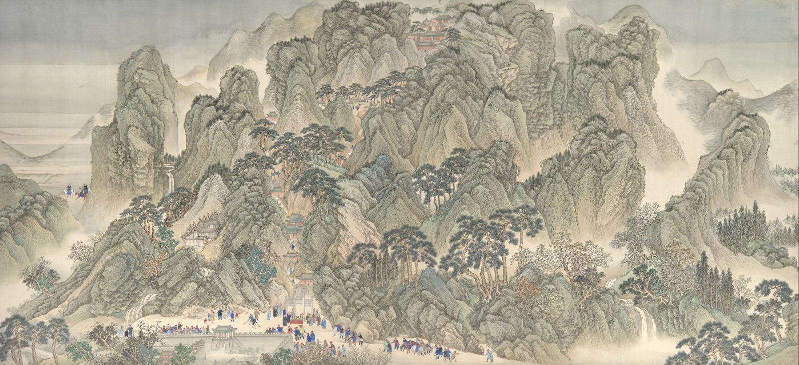 Section de « The Kangxi Emperor's Southern Inspection Tour, Scroll Three: Ji'nan to Mount Tai », Wang Hui, rouleau à main, Chine, dynastie des Qing (1644–1911)