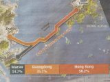 carte du pont reliant Zhuhai, Macao et Hong Kong