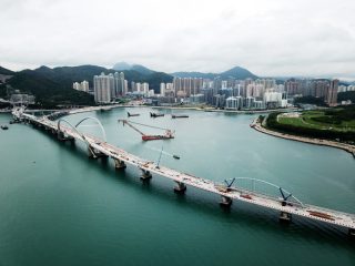 Vue aérienne du pont Tseung Kwan O