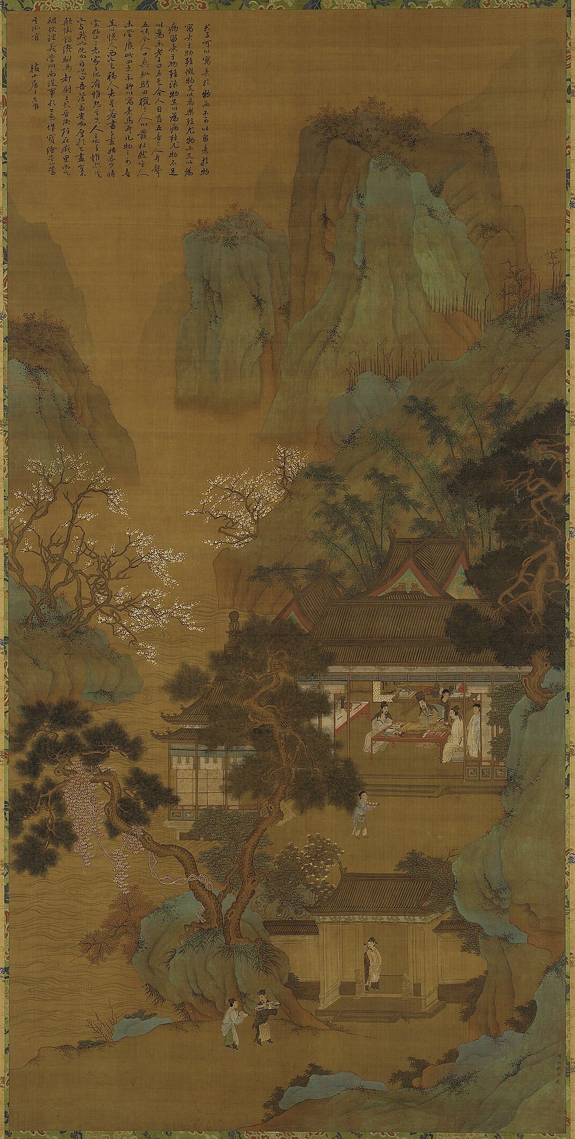 « The hall of precious paintings 寶繪堂圖 », Copie d’après Qiu Ying 仇英 (ca. 1494-1552), rouleau suspendu, dynastie des Ming ou des Qing