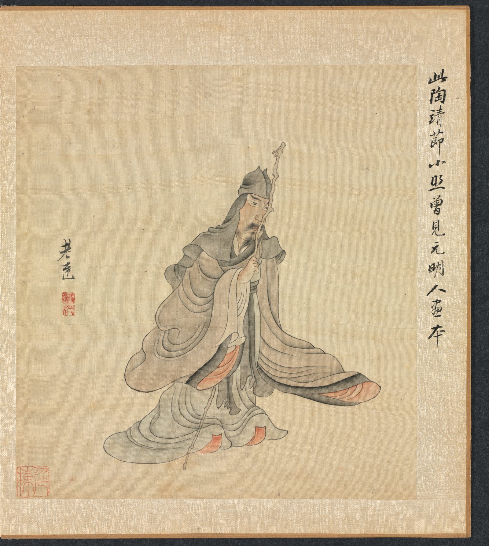 « Paintings after Ancient Masters: Portrait of Tao Yuanming », Chen Hongshou, feuille d’album, Chine, dynastie des Ming (1368–1644)