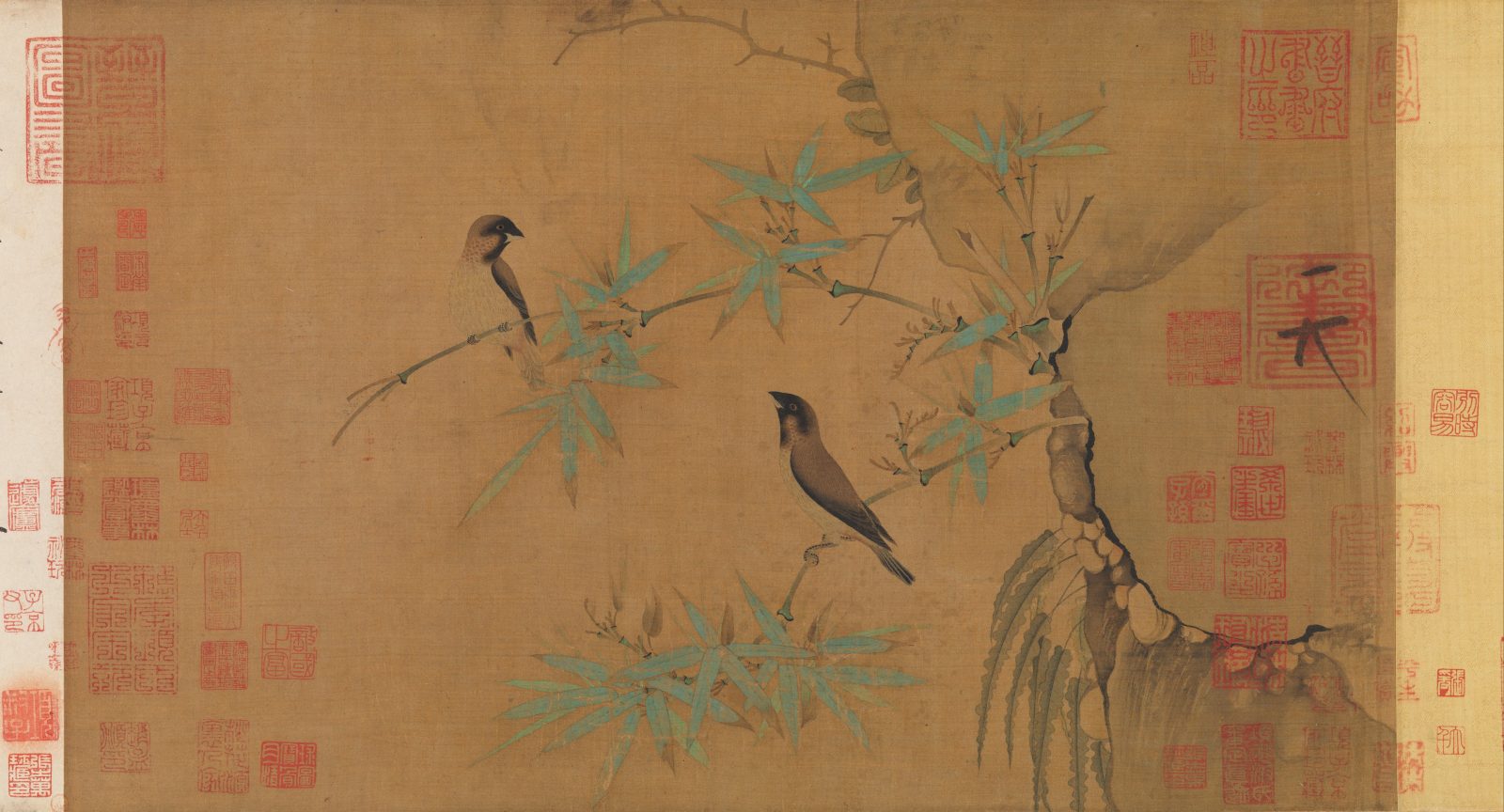 « Finches and bamboo », Emperor Huizong, rouleau à main, Chine, dynastie des Song du Nord (960–1127)