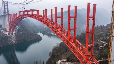 (miniature) Photo aérienne du chantier de construction du grand pont de Wujiang