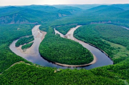 (miniature) Photo aérienne prise le 12 juin 2022 du parc forestier national de Mordaga à Hulun Buir
