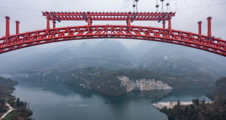 (miniature) Photo aérienne du chantier de construction du grand pont de Wujiang