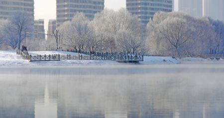 (miniature) Vue d'un paysage de givre le long de la rivière Hunhe à Shenyang