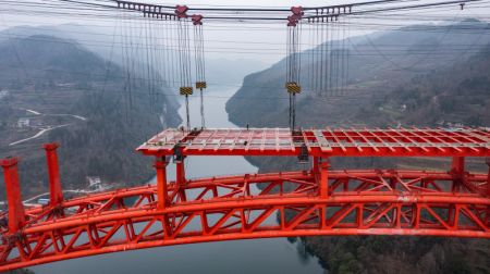 (miniature) Photo aérienne du chantier de construction du grand pont de Wujiang