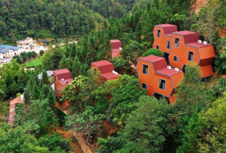 (miniature) Une photo aérienne prise le 24 novembre 2020 montre la vue du village de Dongling