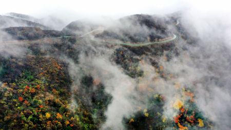 (miniature) Photo aérienne de la zone touristique de Longtoushan à Hanzhong