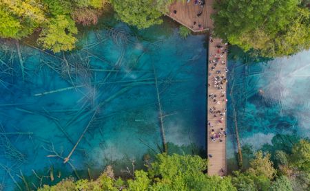 (miniature) Paysage automnal d'un lac dans le site touristique de Jiuzhaigou