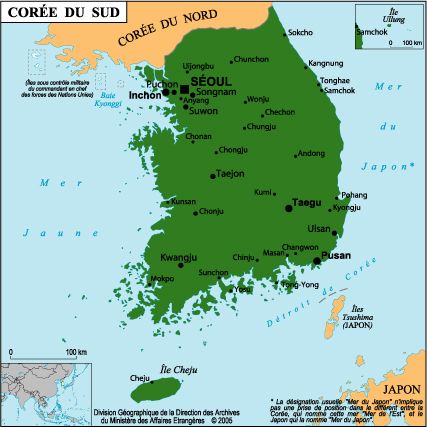 carte coree du sud