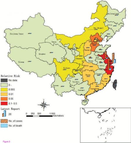 (miniature) Une carte de Chine prédit l'évolution du H7N9