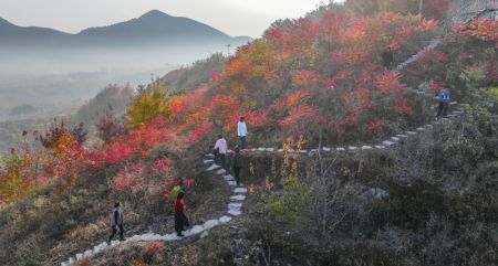 (miniature) Photo aérienne prise par un drone montrant des personnes visitant un site touristique à Zunhua