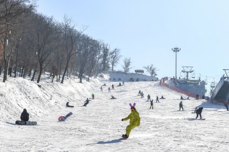 (miniature) Des skieurs profitent des pistes de la station de ski de Changbaishan dans la province du Jilin (nord-est)