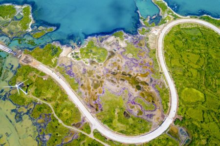 (miniature) Vue aérienne d'une autoroute côtière panoramique à Danzhou