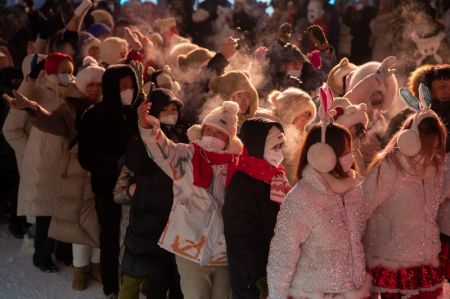 (miniature) Des touristes s'amusent dans le Monde de glace et de neige de Harbin