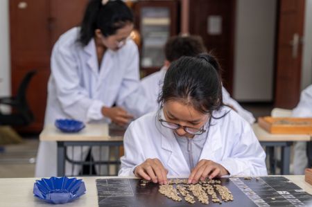 (miniature) Des étudiants participent à un cours sur le café à la faculté des cultures tropicales de l'Université agricole du Yunnan