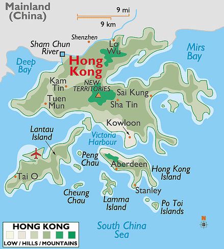 (miniature) Carte administrative de Hong Kong