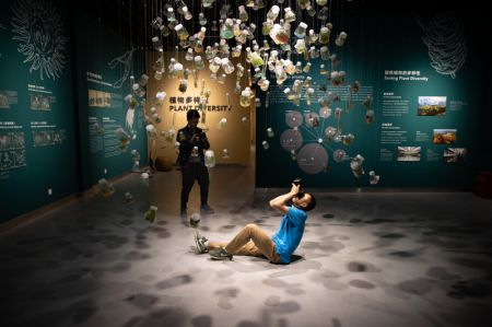 (miniature) Des visiteurs prennent des photos des échantillons contenant des graines germées lors d'une exposition organisée par l'Académie des sciences de Chine (ASC) à Kunming