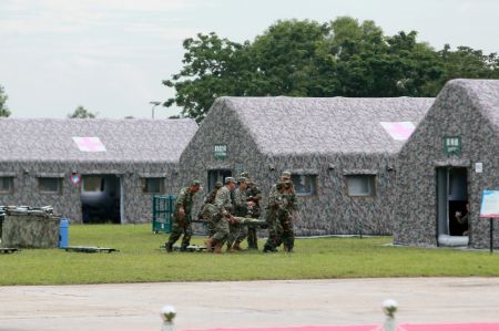 (miniature) Photo prise le 21 septembre 2023 montrant une op&eacute;ration dans l'exercice humanitaire sino-cambodgien Peace Angel-2023 &agrave; Phnom Penh