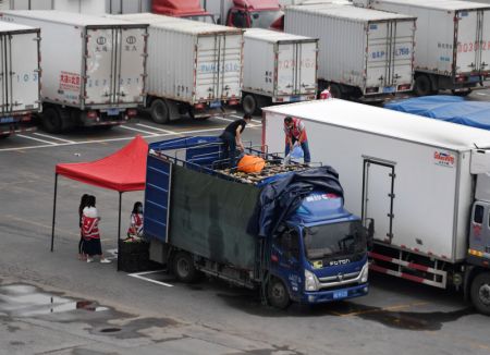 (miniature) Des commer&ccedil;ants se pr&eacute;parent pour la r&eacute;ouverture du march&eacute; de gros de Xinfadi &agrave; Beijing