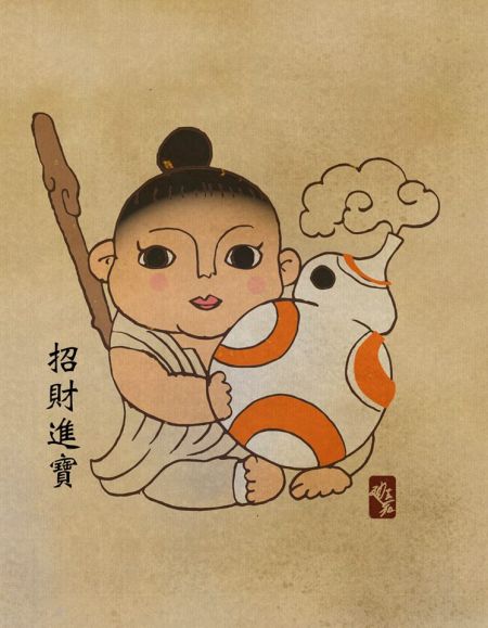 (miniature) Il dessine les personnages de Star Wars dans un style traditionnel chinois