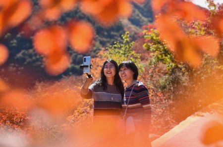 (miniature) Des touristes prennent des selfies dans un canyon des monts Taihang du district de Shexian