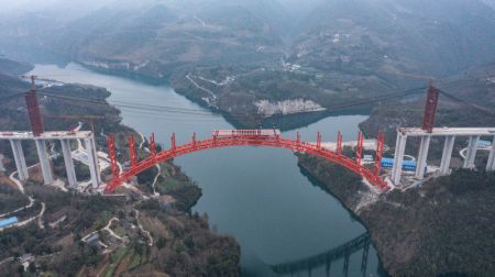 (miniature) Photo aérienne du chantier de construction du grand pont de Wujiang