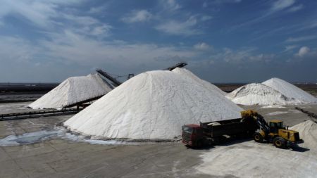 (miniature) Photo a&eacute;rienne de la saline de Daqinghe dans le bourg de Changlu