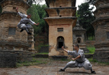 Photos Chine : des moines pratiques des arts martiaux dans le Temple Shaolin