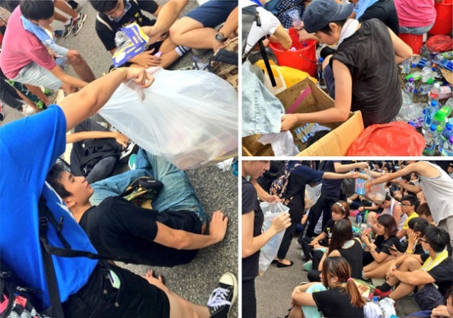 Hong Kong : les manifestants de la Rvolution des parapluies particulirement propres et "sages"